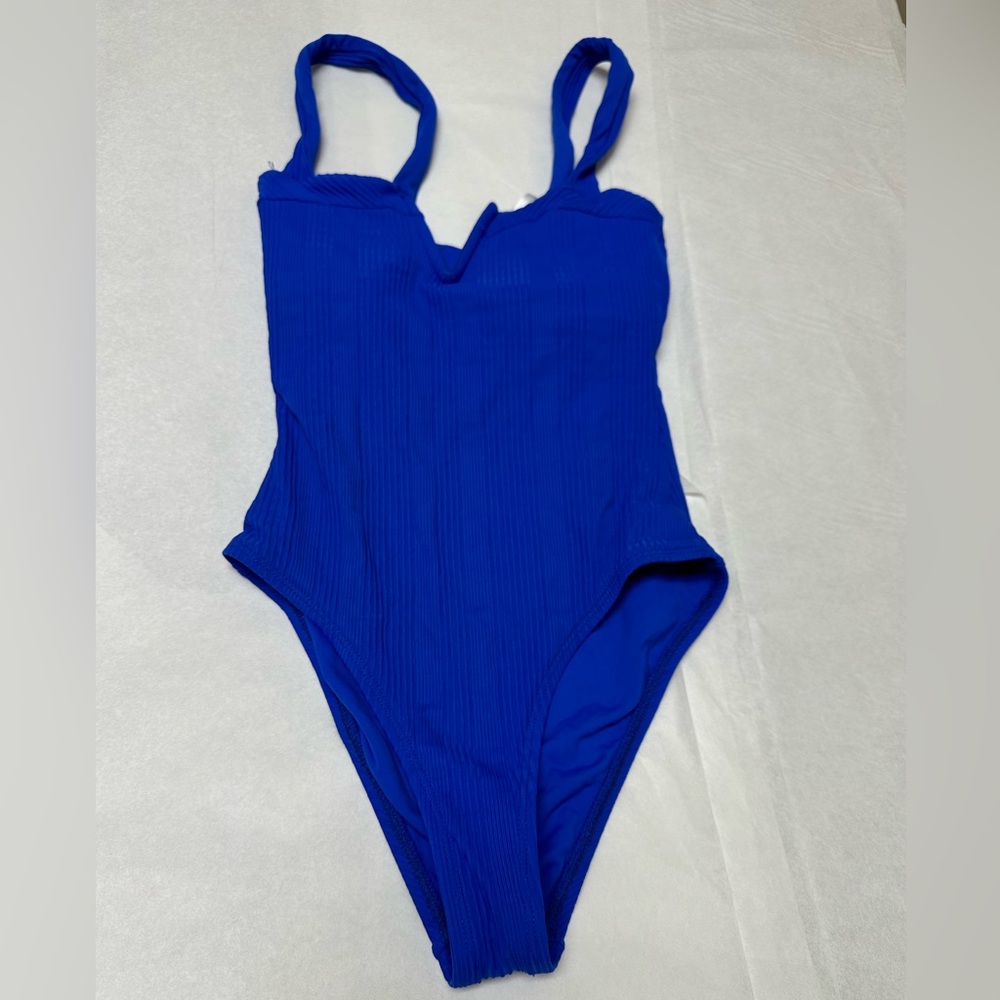 L*Space Women's Blue Pointelle Rib Classic One Piece Swimwear 🔥 - Picture 6 of 9